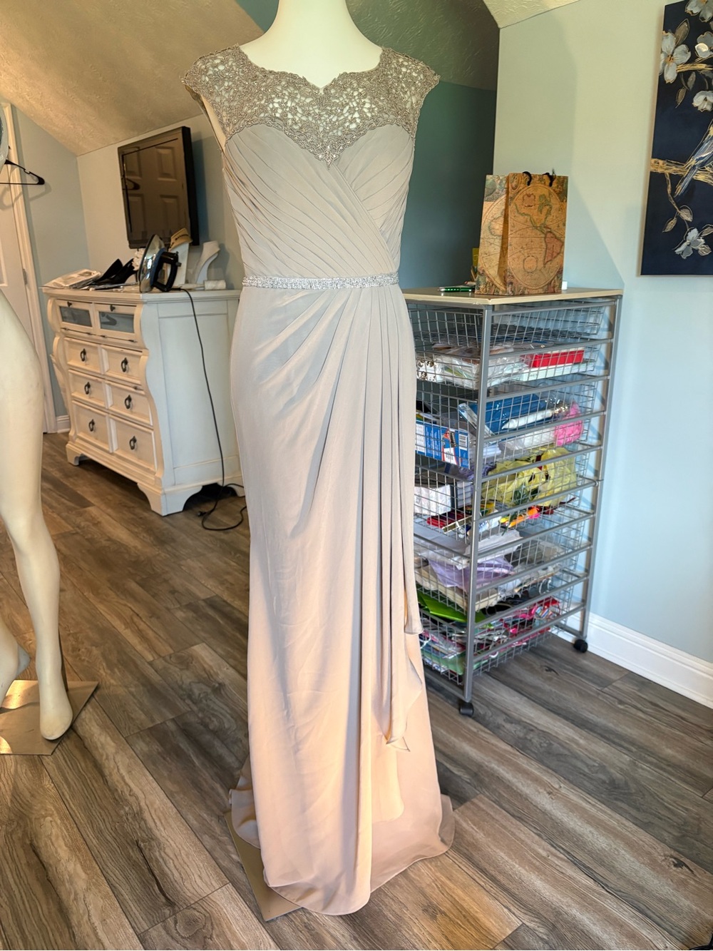 Source Unknown Beaded Illusion Maxi Dress - Light Blush